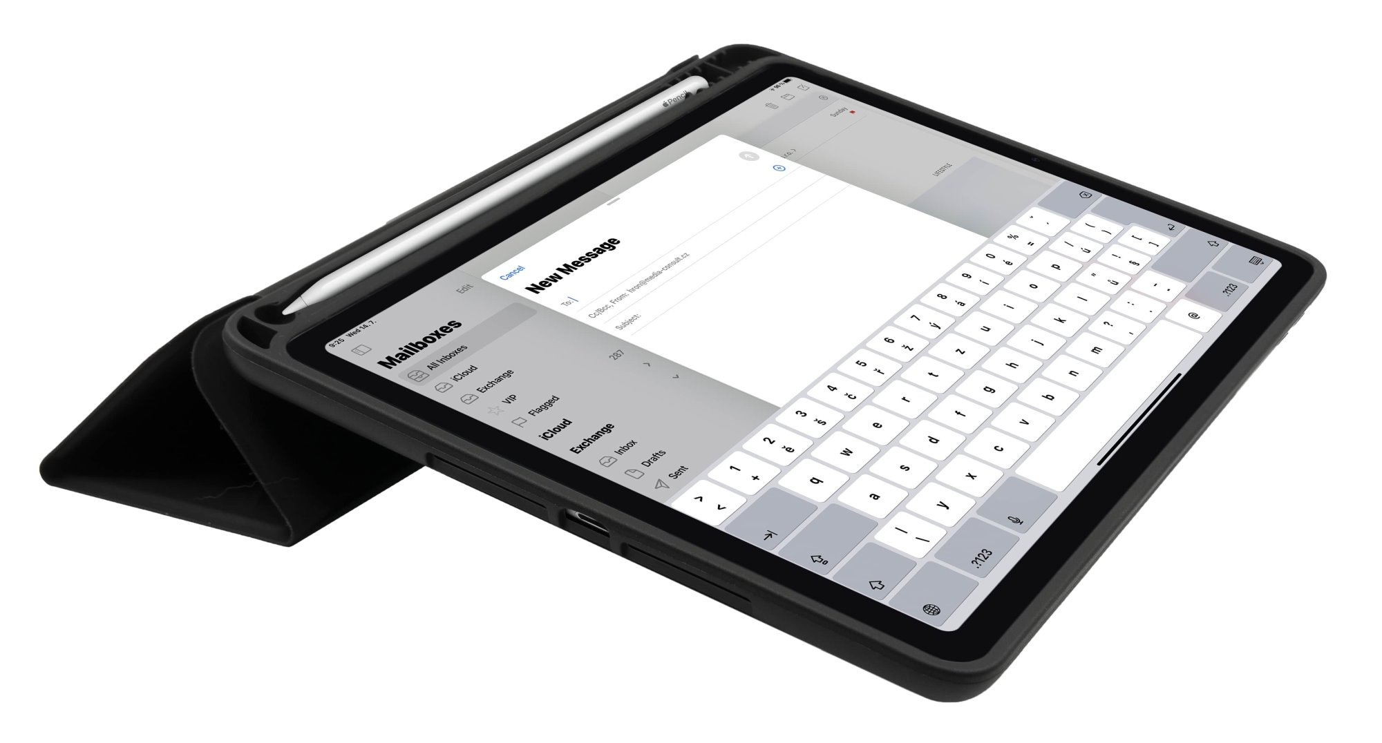 Pouzdro FIXED Padcover+ pro Apple iPad Air (2020/2022/2024) se stojánkem a pouzdrem pro Pencil, černé