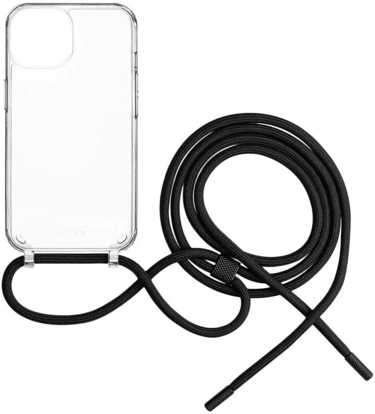 Pouzdro FIXED Pure Neck s černou šňůrkou na krk pro Apple iPhone 15 Pro