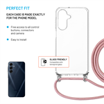 Pouzdro FIXED Pure Neck s růžovou šňůrkou na krk pro Samsung Galaxy A26 5G