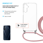 Pouzdro FIXED Pure Neck s růžovou šňůrkou pro Samsung Galaxy A16 4G/5G