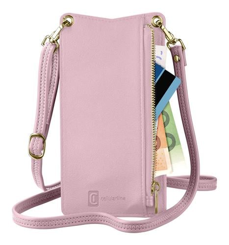 Pouzdro na krk Cellularline Mini Bag pro mobilní telefony, růžové
