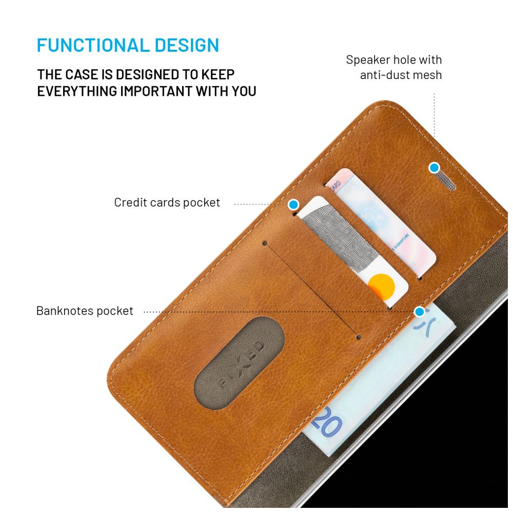 Pouzdro typu kniha FIXED Opus pro Apple iPhone 16e, hnědé