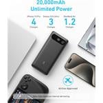 Power banka Anker 20000 mAh, 87 W, so zabudovaným káblom USB-C, čierna