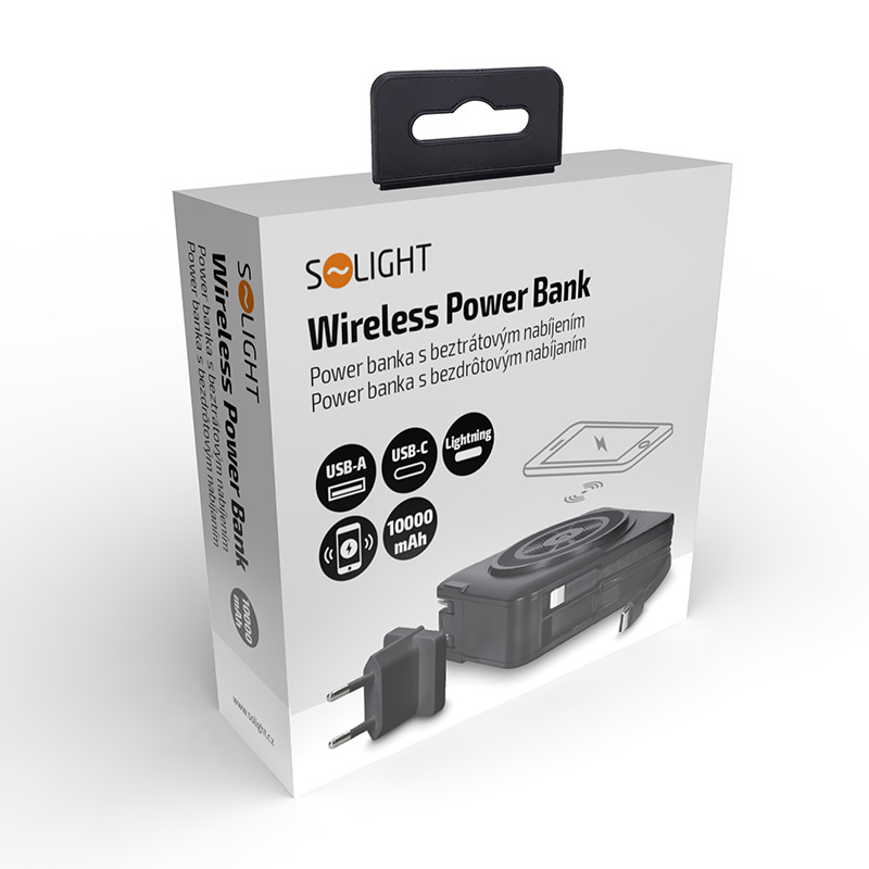 Power banka Solight s bezdrôtovým nabíjaním 10.000mAh