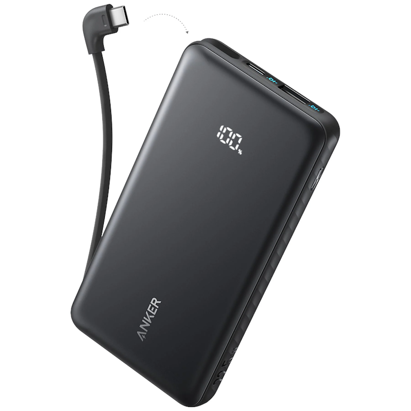 Powerbank Anker Zolo 10000mAh, 22,5 W s káblom USB-C čierna
