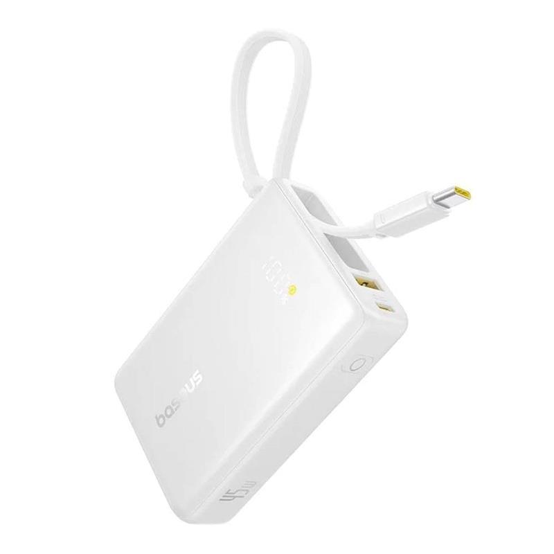 Powerbank Baseus PicoGo 10000mAh, 45W, s káblom USB-C, biela