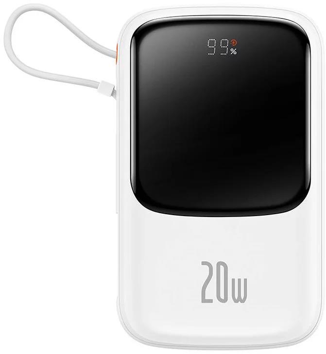 Powerbank Baseus Qpow Pro 10000mAh, 20W, s káblom Lightning, biela