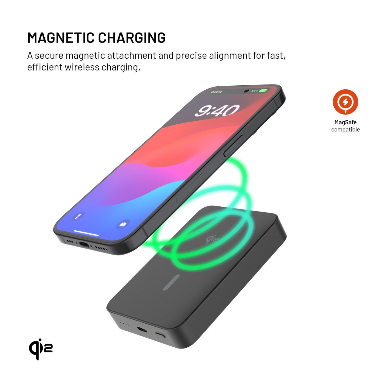 Powerbank FIXED MagZen 10 Crystal s Qi2 a MagSafe, 10 000 mAh, čierna