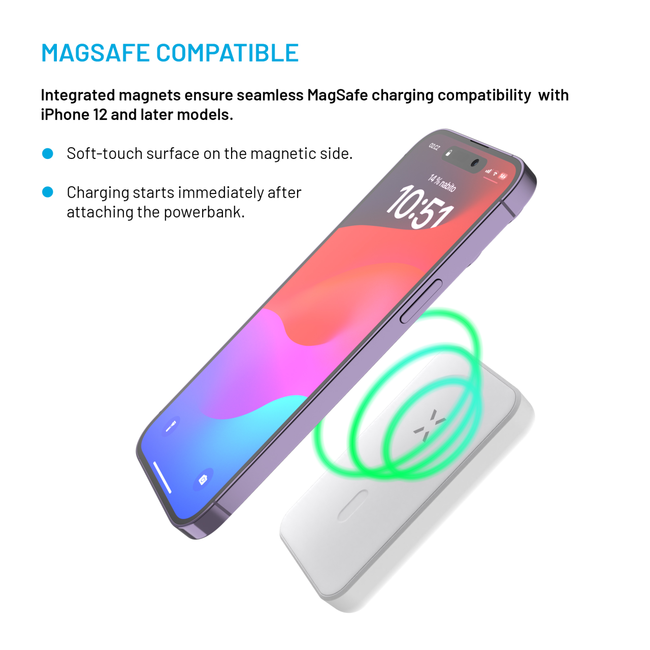 Powerbank FIXED MagZen s bezdrôtovým nabíjaním Magsafe, 6 000 mAh, biela