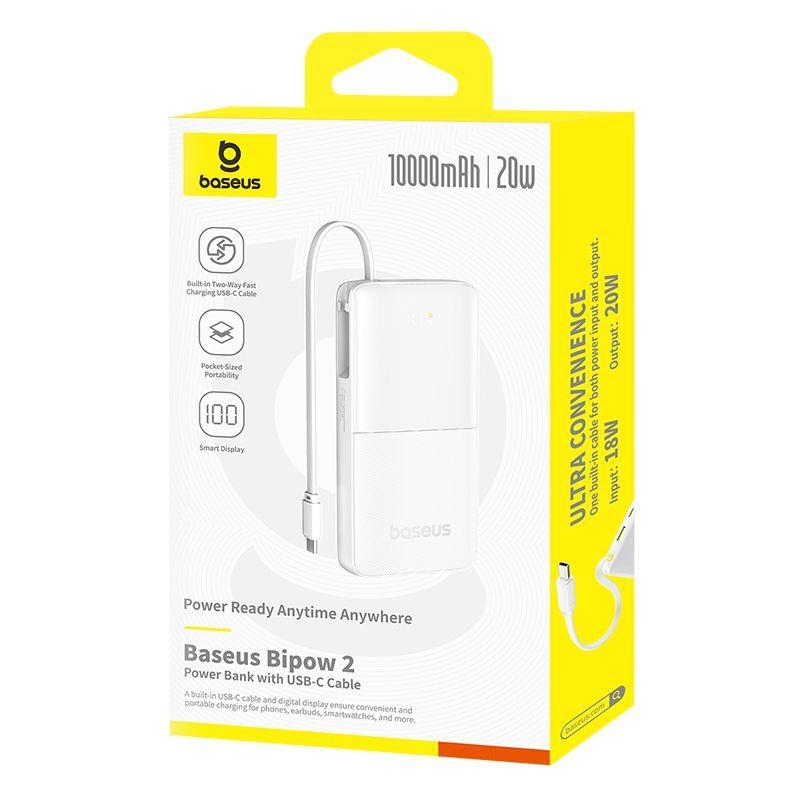 Powerbanka Baseus Bipow 2 10000mAh 20W s kabelem USB-C bílá