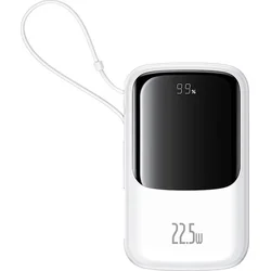 Powerbanka Baseus Qpow Pro+ 10000mAh, 22,5 W, s káblom USB-C, biela