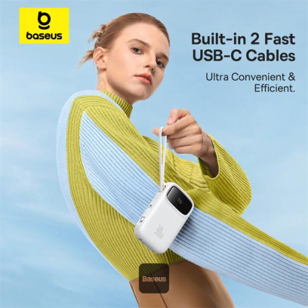 Powerbanka Baseus Qpow2 20000mAh, 30W, s kabelem USB-C bílá