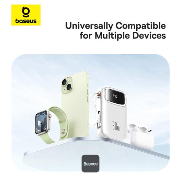 Powerbanka Baseus Qpow2 20000mAh, 30W, s kabelem USB-C bílá