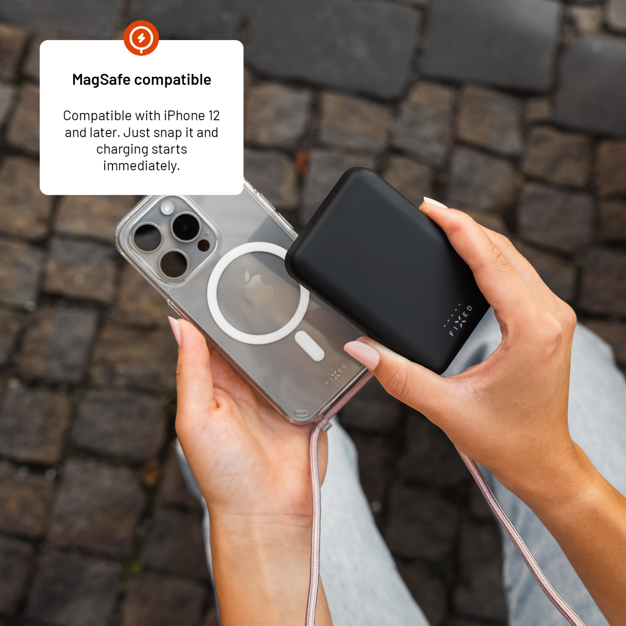 Powerbanka FIXED MagZen s bezdrátovým nabíjením Magsafe, 6 000 mAh, černá
