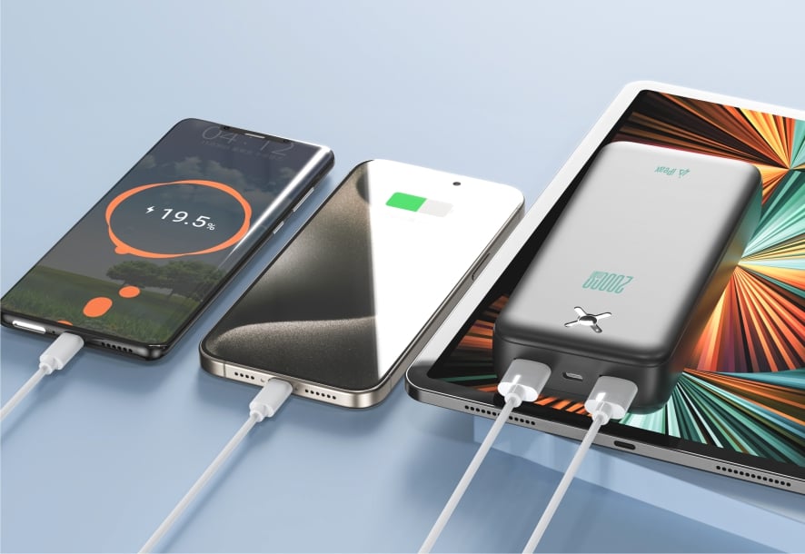 Powerbanka iPEAX 20 000 mAh, 10,5 W, 2× USB-A, čierna