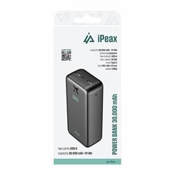 Powerbanka iPEAX 30 000 mAh, 10,5 W, 2× USB-A, čierna