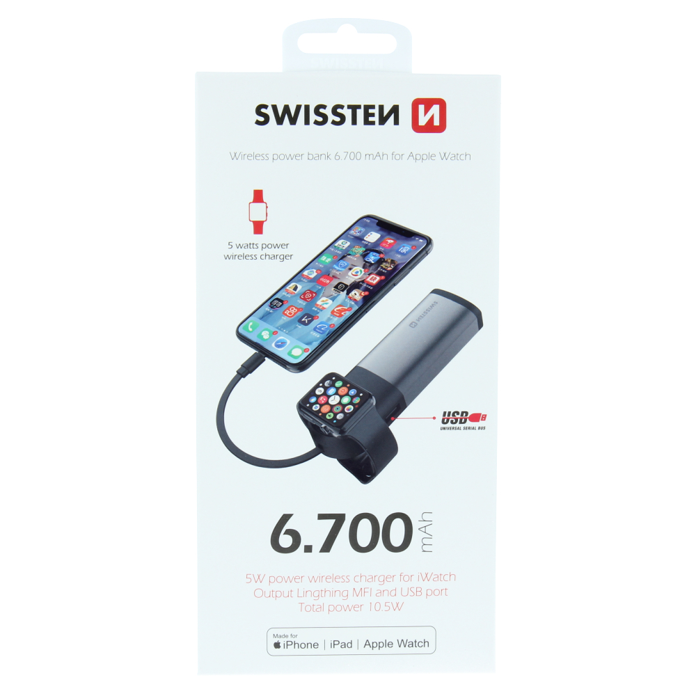 Powerbanka Swissten pre Apple Watch, 6700 mAh