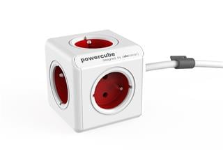 POWERCUBE multifunkční zásuvkový systém EXTENDED RED- kostka 5 zásuvek 1,5m kabel