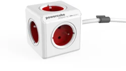 POWERCUBE multifunkční zásuvkový systém EXTENDED RED- kostka 5 zásuvek 1,5m kabel
