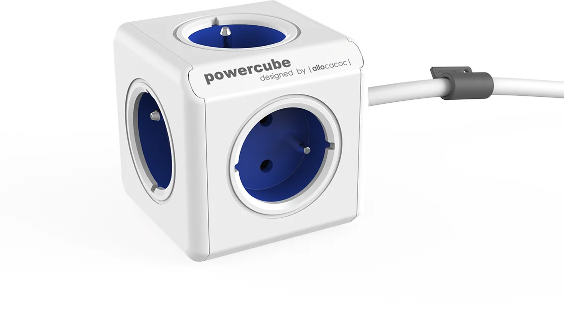 POWERCUBE multifunkčný zásuvkový systém EXTENDED BLUE - kocka 5 zásuviek 1,5m kábel 8718444085799