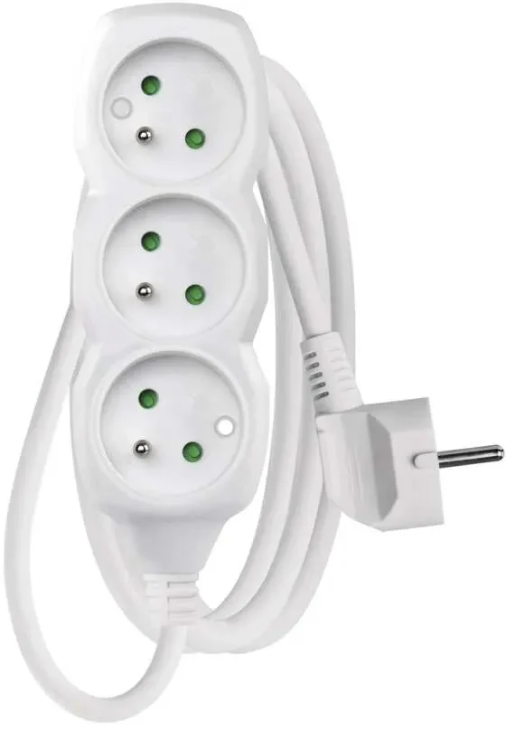 Predlžovací kábel 1,5 m / 3 zásuvky / biely / PVC / 1 mm2