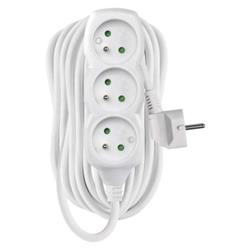 Predlžovací kábel 10 m / 3 zásuvky / biely / PVC / 1 mm2