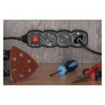 Predlžovací kábel 3 m / 5 zásuviek / s vypínačom / čierny / PVC / 1,5 mm2