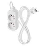 Predlžovací kábel Emos 1,4 m / 2 zásuvky / biely / PVC / 1 mm2