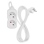 Predlžovací kábel Emos 2 m / 2 zásuvky / biely / PVC / 1 mm2