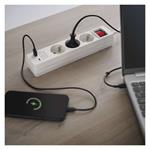 Predlžovací kábel Emos 2 m / 3 zásuvky / s vypínačom / biely / 1×USB-A + 1×USB-C / 1,5 mm2