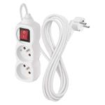 Predlžovací kábel Emos 3 m / 2 zásuvky / s vypínačom / biely / PVC / 1 mm2