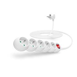 Predlžovací kábel IT 230 V, 5 zásuviek, 5 m, s vypínačom (biely)