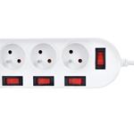 Predlžovací kábel Solight, 5 zásuviek, biely, 6x vypínač, 3 m