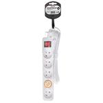 Predlžovací kábel Solight, 5 zásuviek, biely, vypínač, 2 m