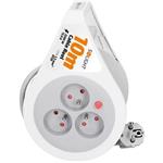 Predlžovací kábel Solight bubon 10 m, 3 zásuvky, sivý kábel, 3x 1,5 mm2