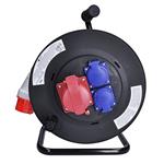 Predlžovací kábel Solight na bubne, 3 zásuvky, 400V + 230V, 25m gumový kábel 5x1,5mm2, IP44