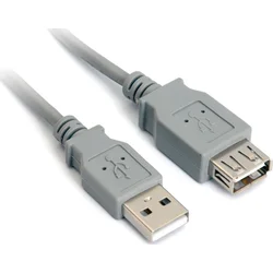 Predlžovací kábel USB 2.0, A-A, 0,5 m, sivý