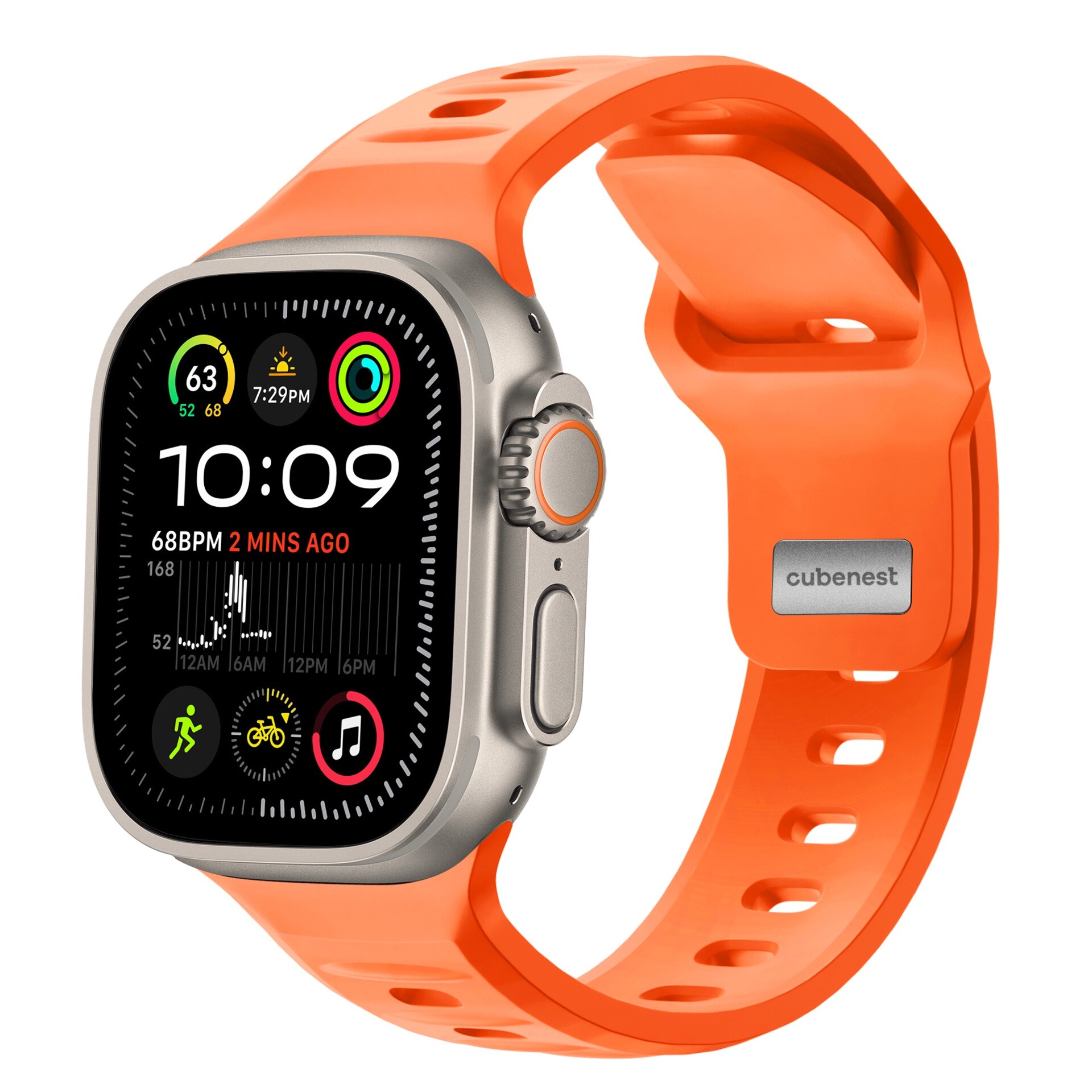 Prémiový silikónový náramok Cubenest ORANGE (42-49 mm)