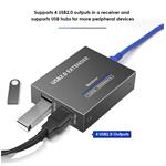 PremiumCord 4-portový extender USB 2.0 cez Cat5/Cat5e/Cat6 až do 150 m