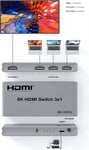 PremiumCord 8K@60Hz, 4K@144Hz Prepínač HDMI 3:1 s diaľkovým ovládaním