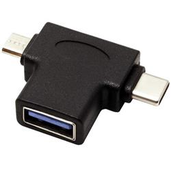 PremiumCord Adaptér USB3.0 female na dva konektory USB-C/male + micro USB B/male