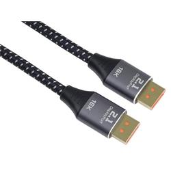 PremiumCord DisplayPort 2.1 kabel, 16K@60Hz,8K@120Hz,4K@240Hz,165Hz,144Hz kovové a zlacené konektory, 2m