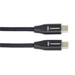 PremiumCord Kabel USB-C M/M, 240W 480Mbps černý bavlněný oplet, 1m