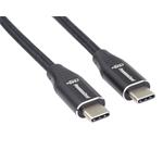 PremiumCord Kabel USB-C M/M, 240W 480Mbps černý bavlněný oplet, 1m