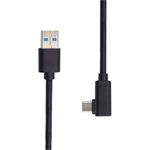 PremiumCord Kabel USB typ C/M zahnutý konektor 90° - USB 3.0 A/M, 1m