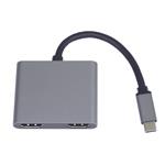 PremiumCord MST adaptér USB-C na 2x HDMI, USB3.0, PD, rozlišení 4K a FULL HD 1080p