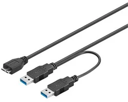 PremiumCord USB 3.0 napájecí Y kabel A/M + A/M -- Micro B/M ku3y01 - Kabely + redukce