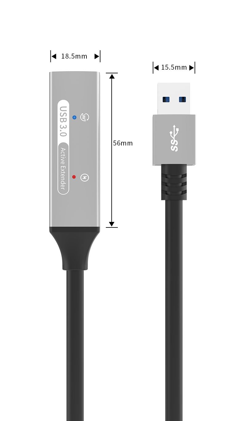PremiumCord USB 3.2 opakovací a predlžovací kábel samec - samica, 5Gbps hliník 10 m