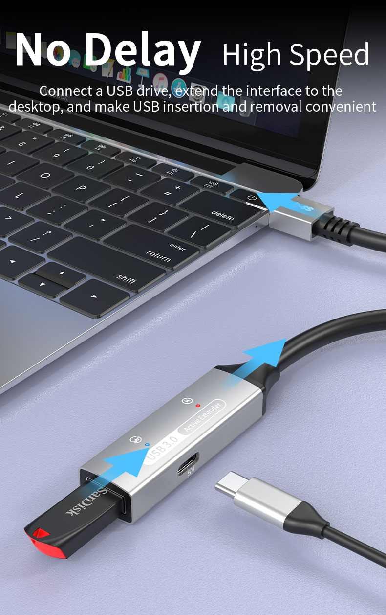 PremiumCord USB 3.2 opakovací a predlžovací kábel samec - samica, 5Gbps, hliník 15 m