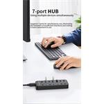 PremiumCord USB 3.2 Superspeed HUB 7-portový s prepínačmi portov